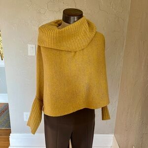 Sparrow by Anthropologie, cashmere, cow neck, sweater, yellow, like new
